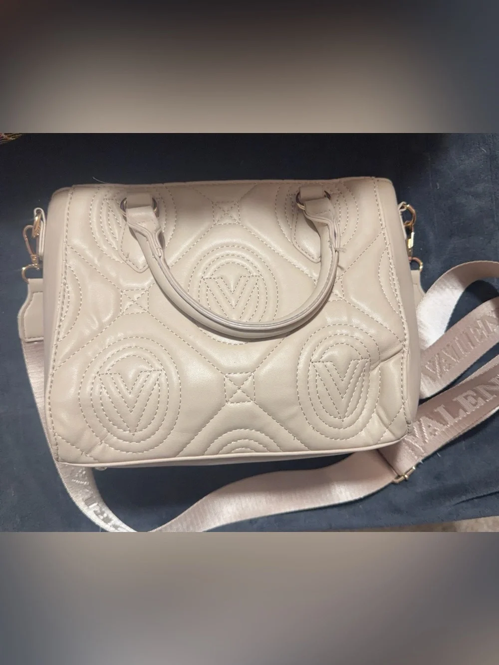 Cream Quilted Leather Top-Handle Women's Bag